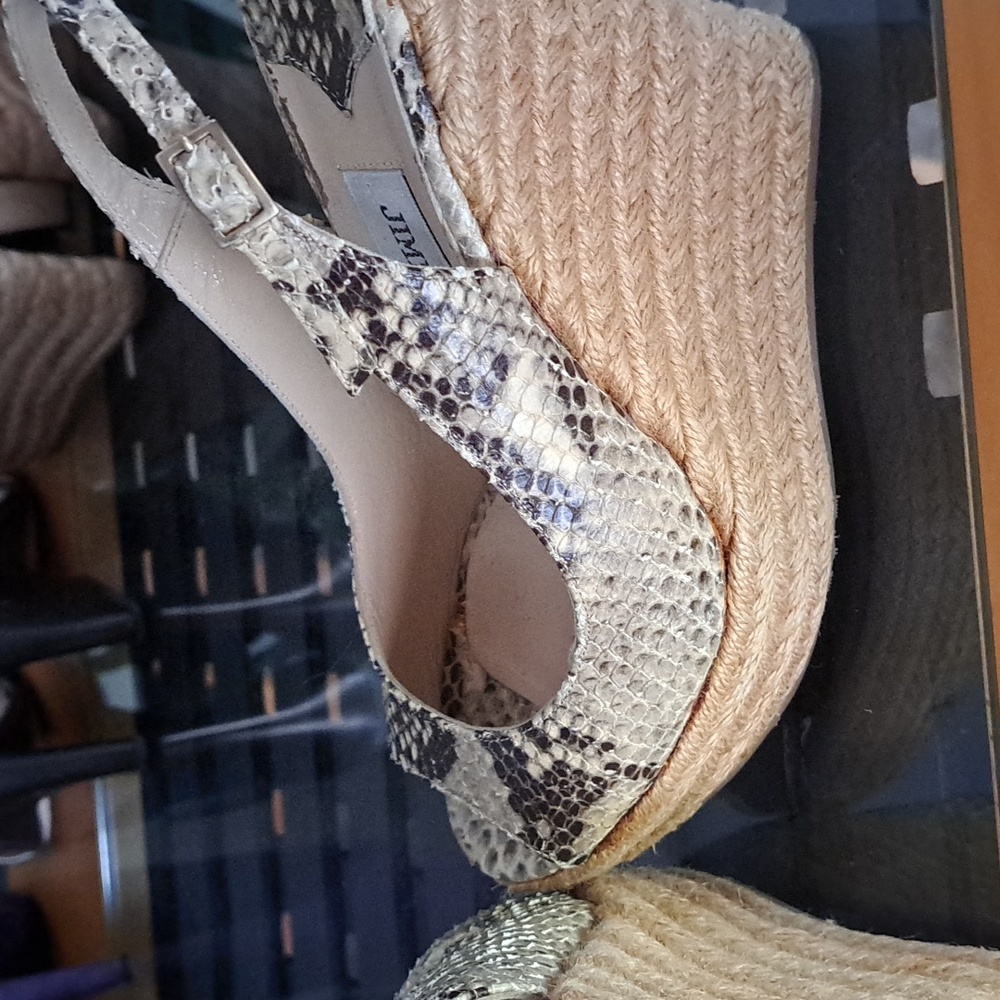 Snake skin Jimmy Choo sling back shoes.  Like new